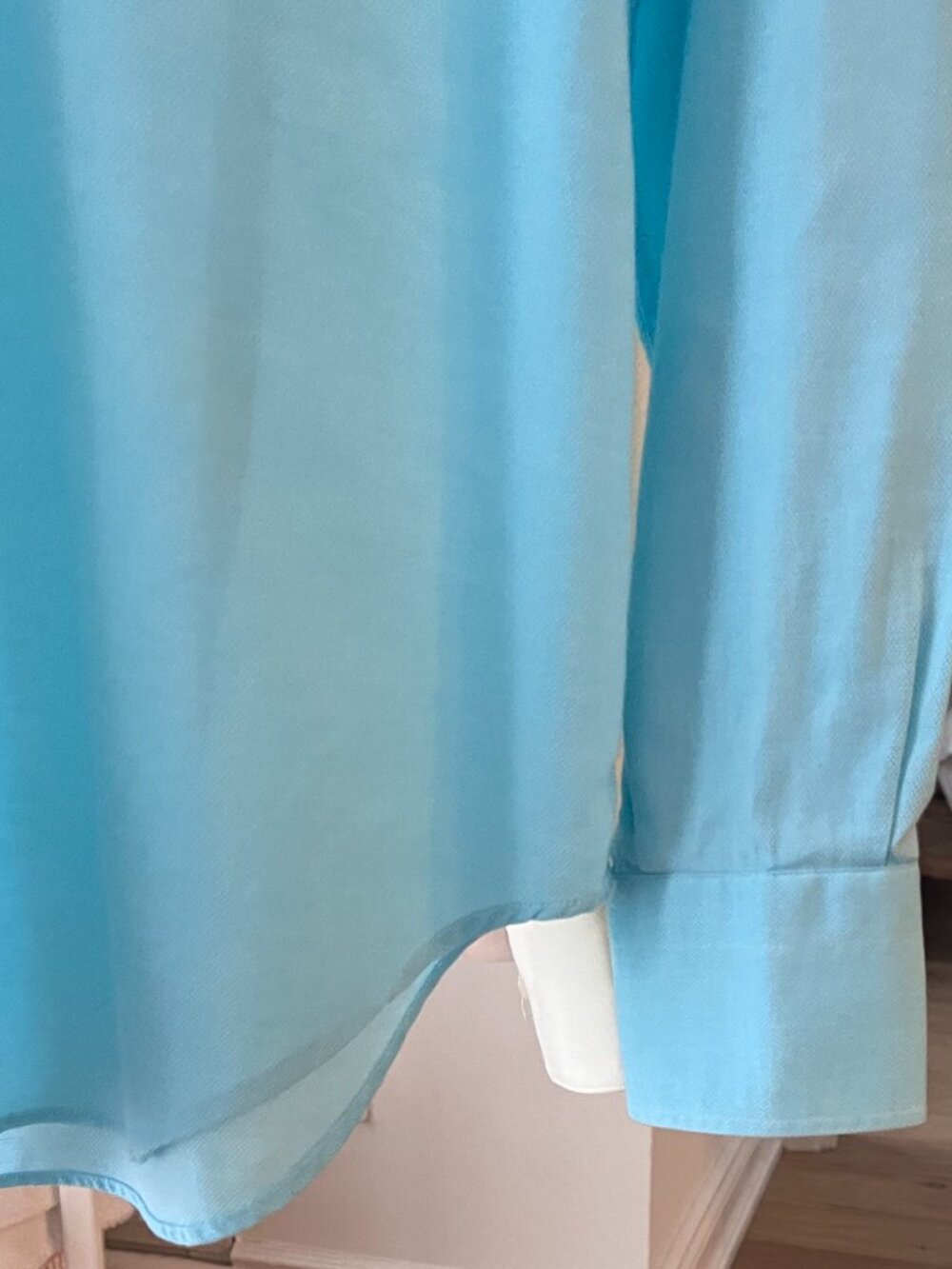 MEN'S LUXURY DRESS SHIRT, AQUA BLUE, MADE IN ITALY, SZ 39cm/15.5" NECK, USM - Picture 10 of 15